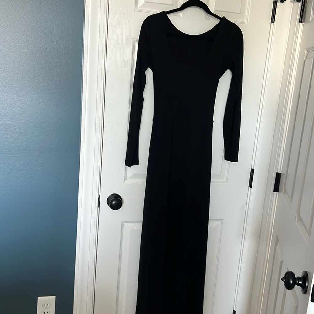 Black corseted dress